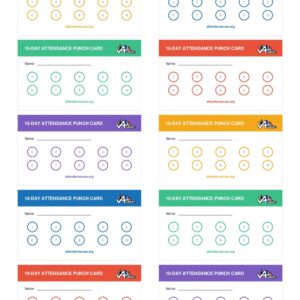 First page of the Attendance USA Student Punch Cards (Item 05)