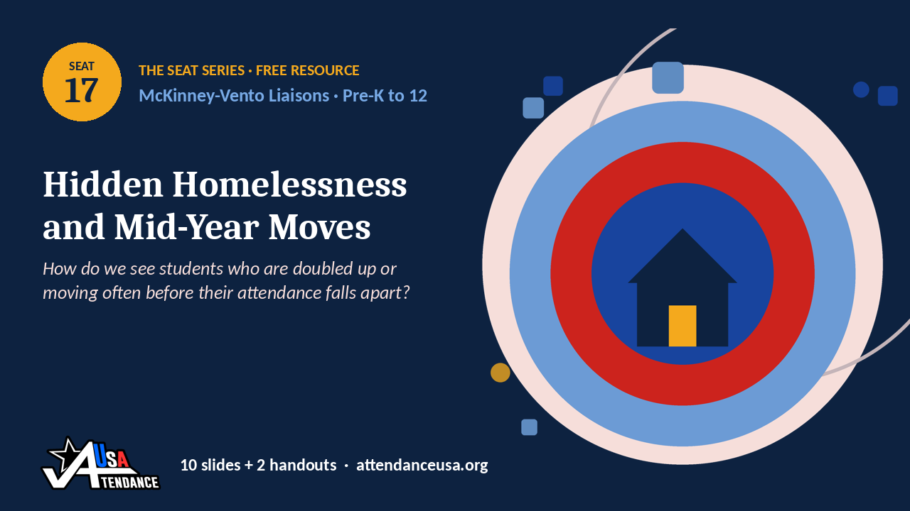 Seat 17 Hidden Homelessness and Mid-Year Moves, an original Seat Series illustration from Attendance USA.