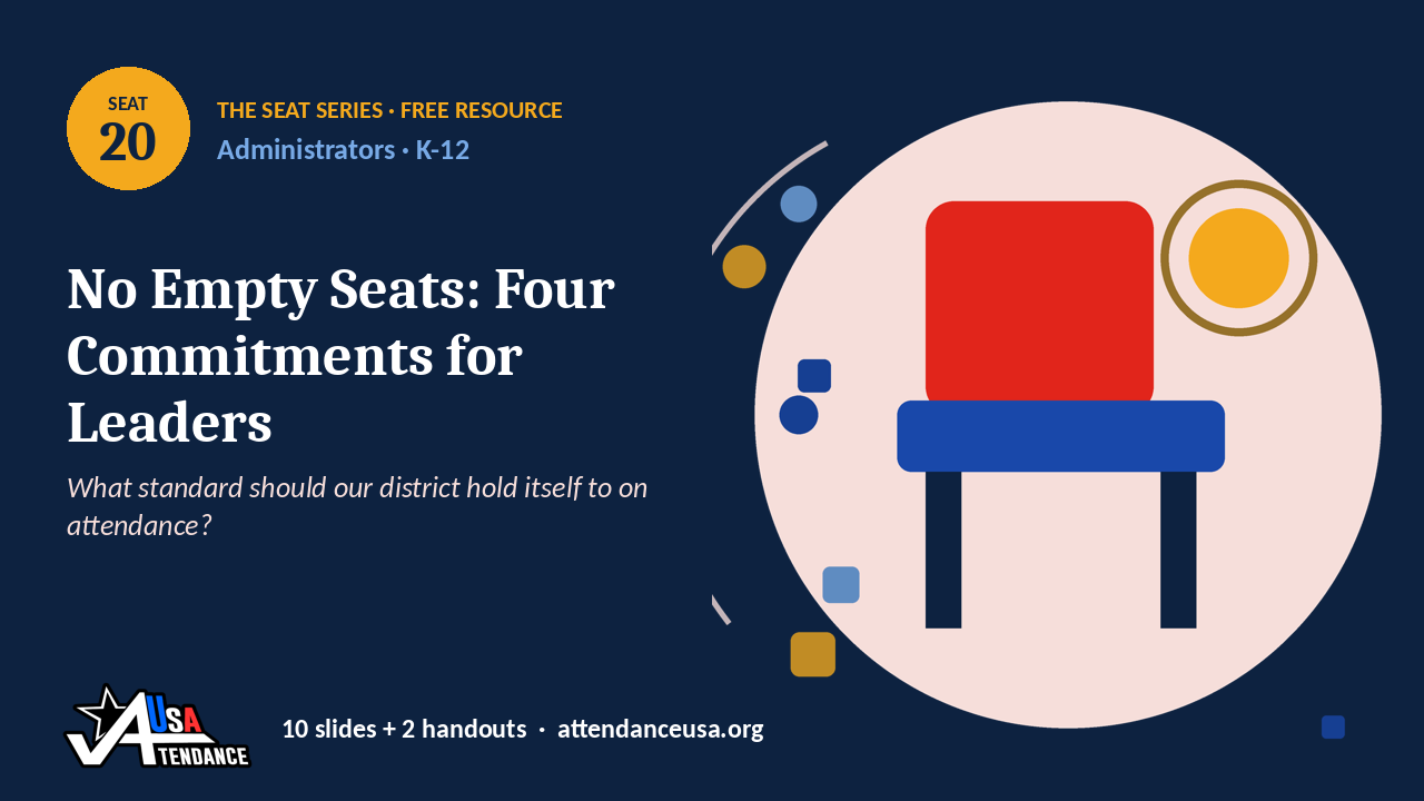 Seat 20 No Empty Seats: Four Commitments for Leaders, an original Seat Series illustration from Attendance USA.
