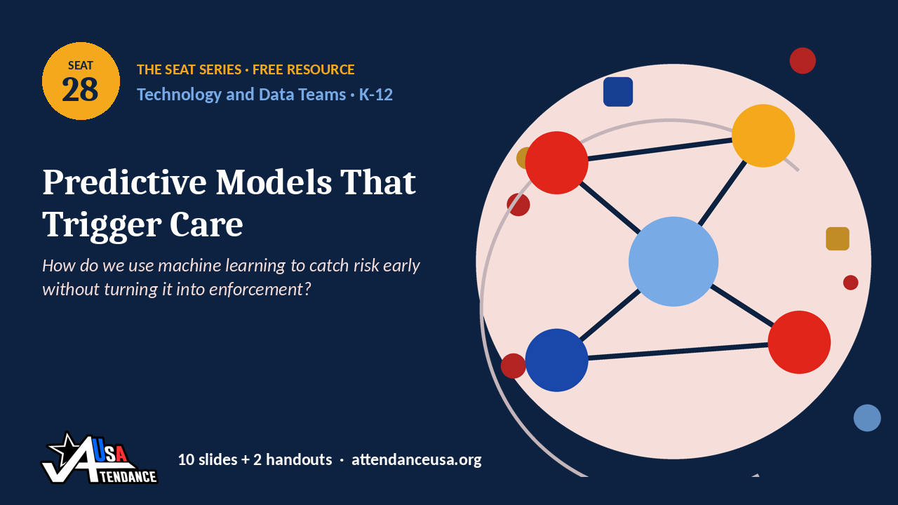 Seat 28 Predictive Models That Trigger Care, an original Seat Series illustration from Attendance USA.