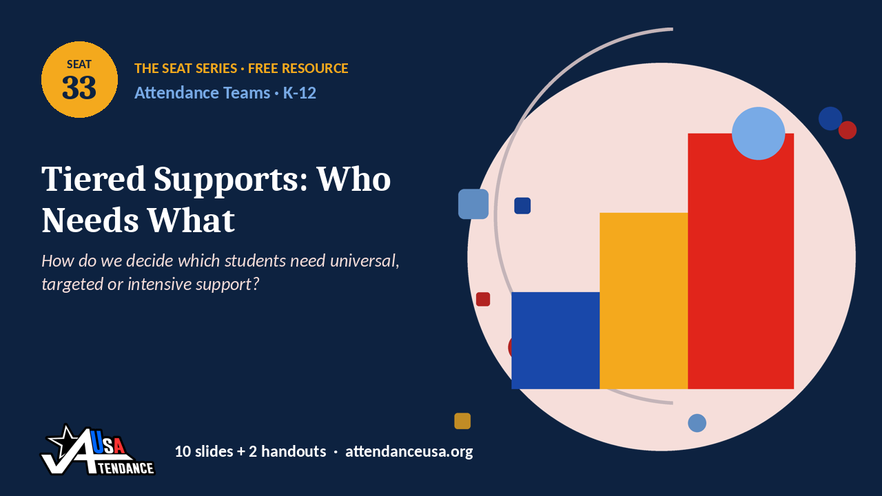 Seat 33 Tiered Supports: Who Needs What, an original Seat Series illustration from Attendance USA.